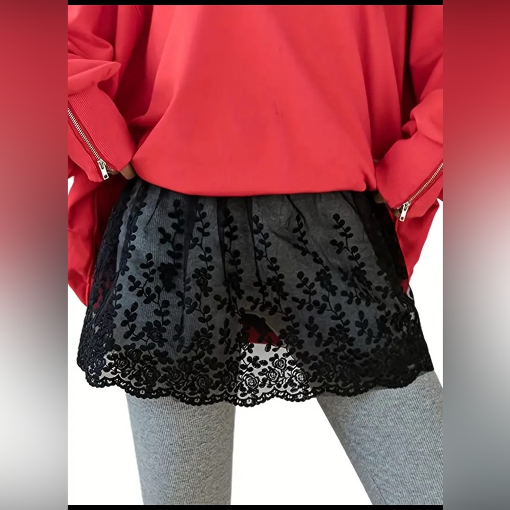 Black Lace Overlay Skirt